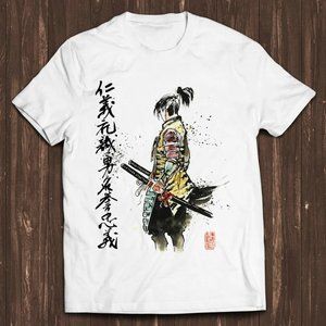 Samurai Japanese Calligraphy with Sword Manga Anime Art